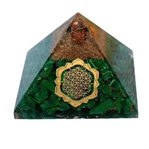 Wholesale High Quality Malachite Lotus Of Life Orgone Pyramid For Meditation Home Decoration From India