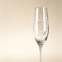 Copas de Champán de Cristal Grabadas Personalizadas, OEM ODM, Hechas a Mano, 210 ml, para Aniversario, Caja de Regalo, Despedida de Soltera, Copa de Champán con Forma de Corazón
