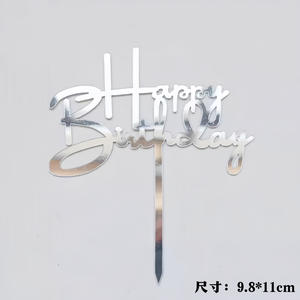 10 piezas de suministros de decoración de pasteles para hornear, tarjeta acrílica, adornos enchufables de feliz cumpleaños, accesorios para pasteles de celebridades de Internet - Product Image 5