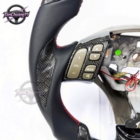 Setir Kemudi Serat Karbon Hitam Gloss LED Custom dengan Grip, Kulit Halus Hitam untuk Mazda 6 2006