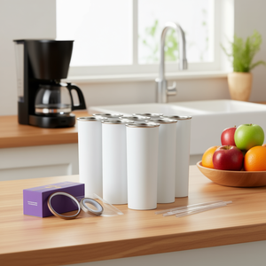 T Tryme 20oz Stainless Steel Tumbler Vacuum Insulated Reusable White <b>With</b> Lid <b>Straw</b> BPA Free Portable Home Office Use - Product Image 2