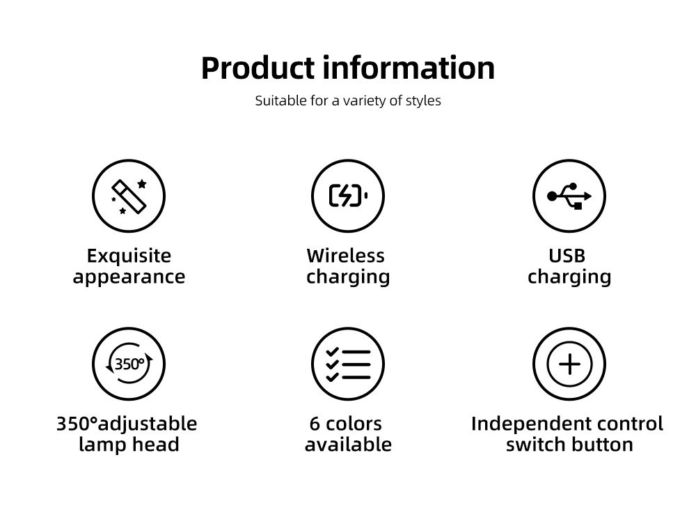 LED Wall Light Switch With Wireless USB Charging Wall Lamps Rotatable Spot Bedroom Bedside Backlit Reading Lamp