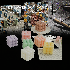Bougie en cire de soja Youlun en gros, motif floral mignon, petite bougie cube faite à la main, idéale pour mariages, fêtes et Thanksgiving - Product Image 2