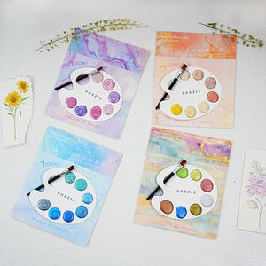 Cartes de peinture pour enfants Palette de 7 couleurs aquarelle point Mini peinture aquarelle nacrée solide avec pinceau - Product Image 5