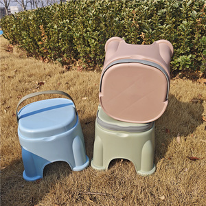 Child <b>Plastic</b> <b>Stool</b> Portable Thickened PP Material 23x22 25x27 For Home Bathroom Outdoor Use Mixed Colors - Product Image 2