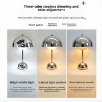 Lámpara de Mesa Moderna Recargable con Forma de Hongo, Lámpara LED con Control Táctil Regulable para Decoración de Dormitorio, Estudio y Hogar Nórdico