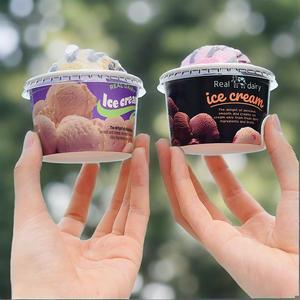 Dessin animé imprimé personnalisé jetable de qualité alimentaire 4oz 8 oz bol à soupe dessert yaourt glacé gelato crème glacée gobelet en papier avec couvercles - Product Image 3