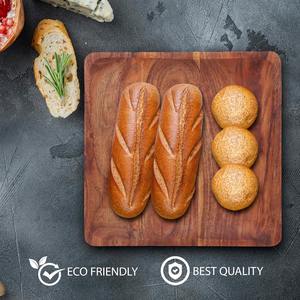 Élégant plateau de service carré en bois massif de 11x11 pouces plateau de cuisine décoratif pour salades collations boissons repas écologique - Product Image 2