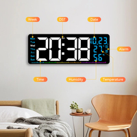 Jam Dinding LED Model Besar untuk Ruang Kelas, Tampilan Suhu, Kalender, Layar Digital Besar, Grosir