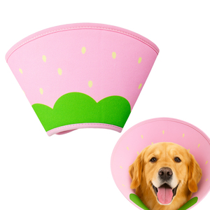 Sevimli Yumuşak Çilek Şeklinde Evcil Hayvan İyileşme Konisi Ayarlanabilir Hızlı Çıkarma Koruyucu Tasma Isırma ve Yalama Önleyici Köpekler ve Kediler için Kişiselleştirilmiş - Product Image 1