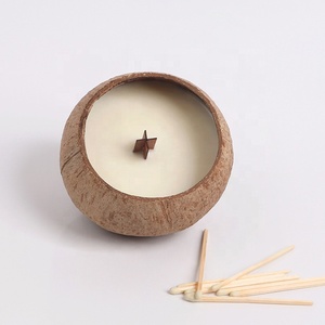 Lilin aromaterapi mangkuk kelapa beraroma Jasmine Dekorasi Rumah lilin aromaterapi cangkang kelapa alami jahat Kayu - Product Image 6