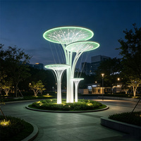 304 Edelstahl Pilzbaum LED-Skulptur-Leuchte Maßgefertigte Außen-Überdachungs-Landschaftslampe für Einkaufszentren und Geschäftsstraßen