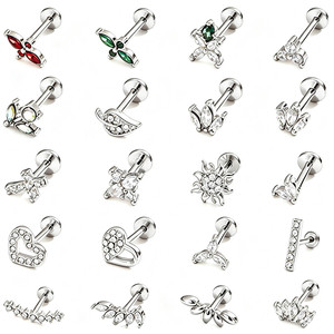 Piercing de Labio/Monroe/Helix/Tragus/Cartílago de Acero Inoxidable 316L y Titanio con Rosca Interna y Parte Trasera Plana, con Circonita Cúbica - Product Image 2