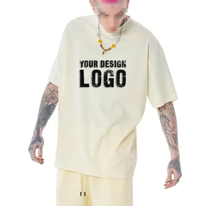 T-shirt pour homme en coton uni décontracté à manches courtes, taille plus, logo personnalisé, 260g, épaules tombantes, t-shirts pour homme surdimensionnés - Product Image 6