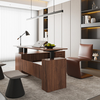 Moderna Estación de Trabajo Ejecutiva para el Hogar en Forma de L, de Madera, Automática, Ergonómica, Giratoria, Ajustable en Altura y Convertible