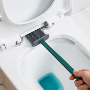 China Factory Household Cleaning Plastic Toilet brush Flat Silicone Toilet Brush With Holder Set