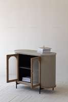Meuble moderne japonais Buffet en bois de chêne et de verre en béton Armoire en bois pour buffet Armoire de rangement d'appoint pour la maison Buffet