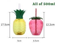 Nieuwe mode BPA-vrije draagbare aardbeivormige ananas 500ml plastic fruitsap drinkfles