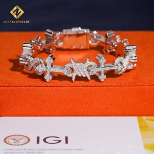 Pulsera de Diamantes Cultivados en Laboratorio con Diseño de Alambre Cruzado, Cadena Cubana, Collar y Pulsera para Hombre, Diamantes Iced Out, Plata 925 - Product Image 1