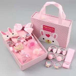 MIO 18 pièces/ensemble boîte cadeau pour enfants filles accessoires de cheveux mignon petite princesse nœud fleur pince à cheveux élastique cheveux cravates ensembles à la main
