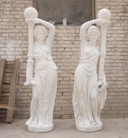 Lampe de Décoration de Jardin Sculptée à la Main Personnalisée de Grande Taille Sculpture Statue de Dame en Marbre