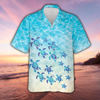 Chemise Hawaïenne Personnalisée Tortue de Mer Impression à la Demande POD Chemise Aloha Tortue Océanique Personnalisée Livraison Directe Sans Minimum
