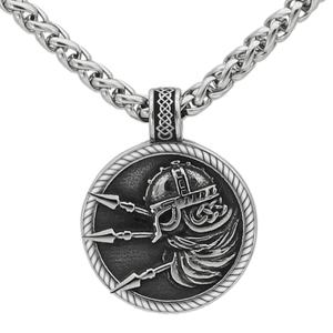 Collier <span class=keywords><strong>Viking</strong></span> Nordique en Acier Inoxydable avec Pendentif Médaille Pirate Scandinave Père <span class=keywords><strong>Dieu</strong></span> Odin Bijoux - Product Image 1