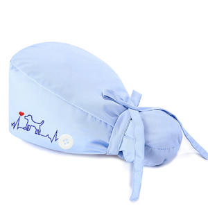 Cola de caballo turbante gorras lindo cachorro bordado colorido transpirable algodón poliéster con botón seguro para departamento ambulatorio - Product Image 5