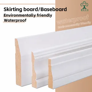 आधुनिक पानी के सबूत लकड़ी सफेद Primed दीवार Mdf झालर बोर्डों Baseboard मोल्डिंग