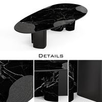 Tables de salle à manger en marbre et laiton de style européen moderne avec plateau en marbre noir pour villa