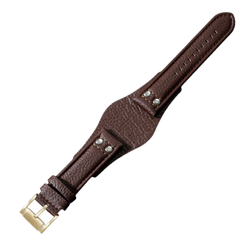 Boucle Litchi Marron-Or-K8