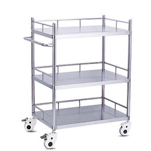 क्लिनिक अस्पताल चिकित्सा सर्जिकल उपकरण दराज के पहियों के साथ दो परत तीन परत ट्रॉली स्टेनलेस स्टील ट्रॉली - Product Image 5