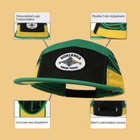 Gorra Deportiva Ajustable de 5 Paneles, Bicolor, Personalizada OEM, con Logotipo en Parche Tejido, para Aventuras al Aire Libre, Pesca y Playa