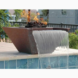 Corten Steel <b>Large</b> Outdoor Gas <b>Fire</b> <b>Pit</b> Waterfalls Freestanding Design 15000-39999 BTU Heating Output for Outdoor Entertaining - Product Image 3