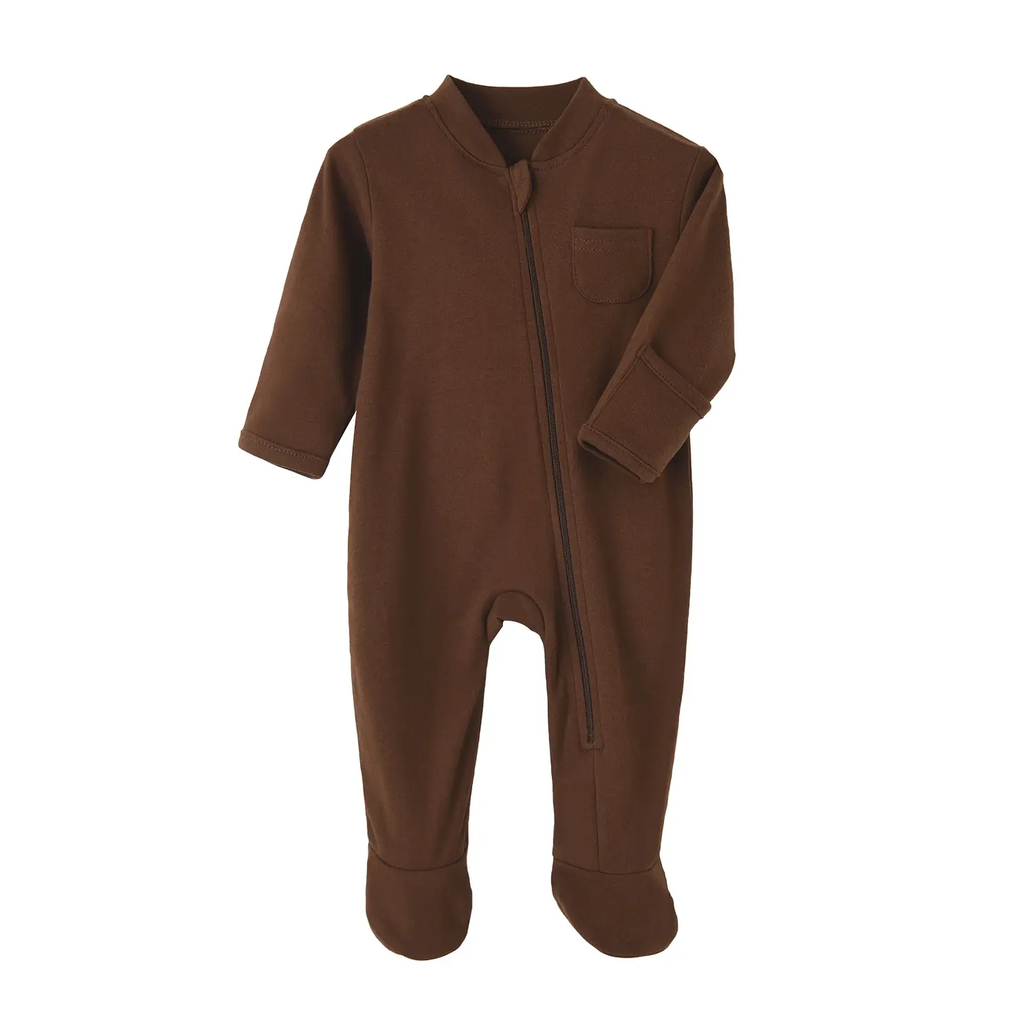 Nouveau design d'usine de combinaisons pour bébés, pyjamas unis à manches longues pour nouveau-nés, vêtements en coton pour bébés, vente en gros