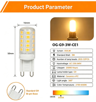 Bombilla LED G9 SMD2835 de Fábrica China, Lámpara LED G9 de Cerámica de 3W, 3000K 4000K 6000K, Iluminación Interior