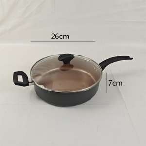 Sartén <span class=keywords><strong>Jumbo</strong></span> de cocina <span class=keywords><strong>antiadherente</strong></span> de acero al carbono de diseño moderno con tapa de vidrio Sartén de chef lista para Gas y inducción - Product Image 2