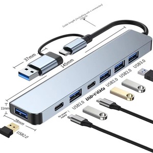 <span class=keywords><strong>Hub</strong></span> USB 3.0 Type-C 7-en-1 d'occasion avec ports 2.0 et <span class=keywords><strong>double</strong></span> tête pour ordinateur portable - Product Image 1