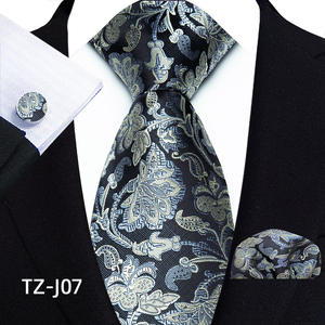 Conjunto de Corbata Floral Informal al por Mayor con Pañuelo y Gemelos, Corbata de Paisley, Accesorios para Fiestas - Product Image 3