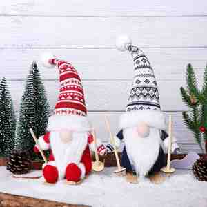 Portable Christmas Snow Sled Felt <b>Gnome</b> Plush Doll Faceless <b>Large</b> Capacity Handmade European-American Style Window Display - Product Image 4