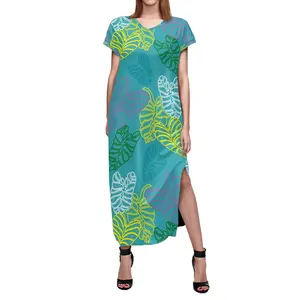 Verfraaid Bananenblad Print Dames Elegante Casual Jurk Dames Maxi Rok Palmblad Bulk Zomer Split Rok Dames Jurken