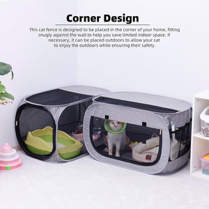 Clôture pliable <span class=keywords><strong>pour</strong></span> animaux de compagnie d'intérieur, gain de place, compartiment intégré <span class=keywords><strong>pour</strong></span> litière, cage <span class=keywords><strong>pour</strong></span> chat, portable, facile à ranger, respirante, imperméable - Product Image 4
