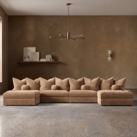 Canapé modulaire Jennifer en cuir, 6 pièces, en forme de U, luxe moderne, sur mesure, rembourré, pour salon, hôtel