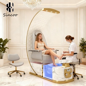 Sillón de Pedicura de Alta Gama con Respaldo Alto y Bomba de Drenaje, Luces de Colores, para Masajes y Spa - Product Image 1