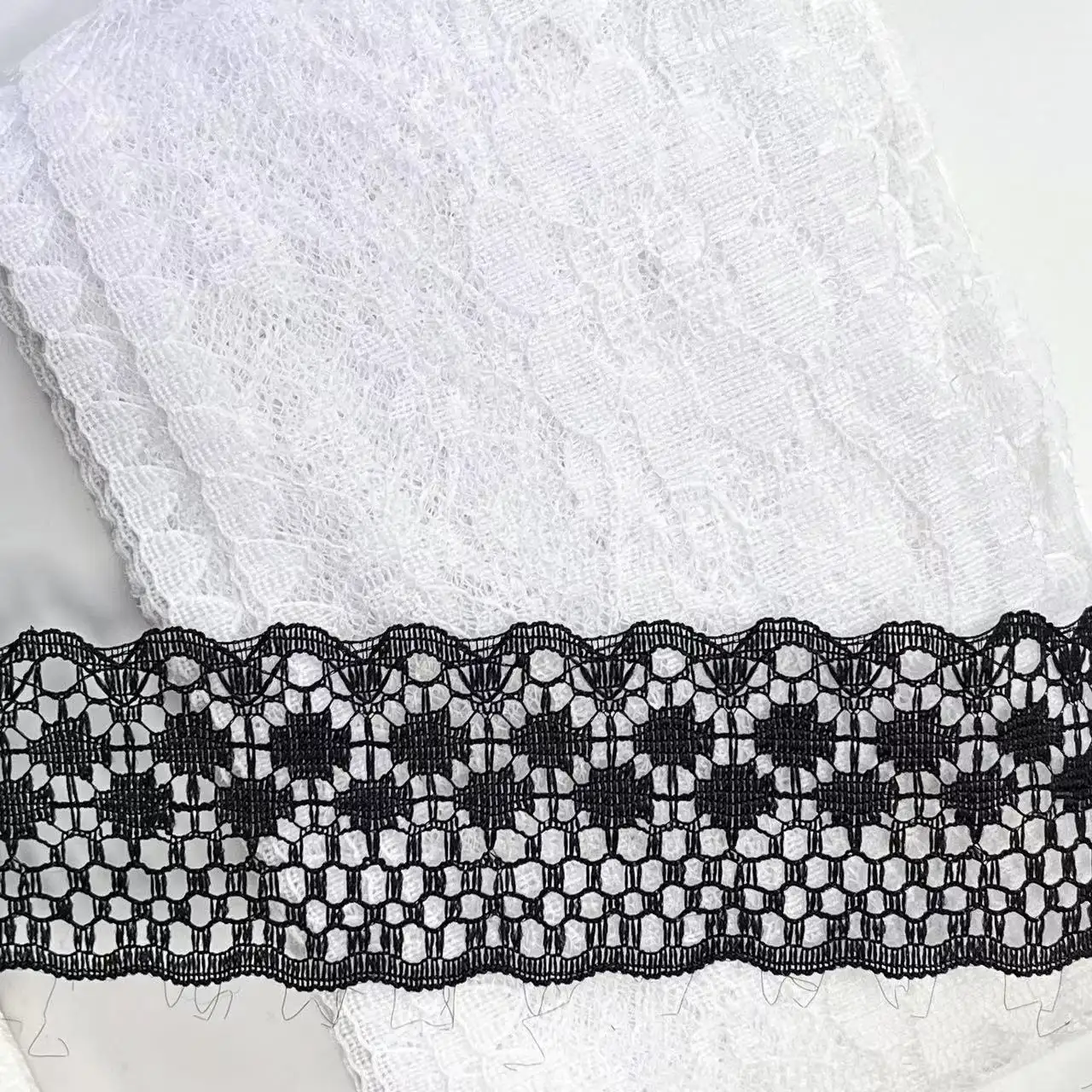 Hot Sale Guipure Lace Trim Non Elastic Trimming Lace Knitted Trim Embroidery meshflower