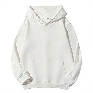 Pink Solid Oversized 100% Cotton Fleece Hooded Sweatshirt <b>Men</b> <b>Pullover</b> with Front Pocket <b>for</b> Autumn Winter - Product Image 4