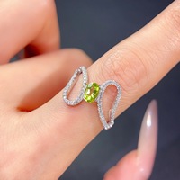Personnalisable directement en usine, argent sterling 925, style tendance or avec péridot naturel pour mariage, fiançailles, fête, cadeau