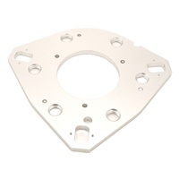 Plaque adaptatrice triangulaire en aluminium argenté usinée sur mesure par CNC avec trous de montage multi-positions pour l'automatisation industrielle