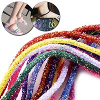 6mm large couleur strass garniture Sequin tuyau Tube rond bande de caoutchouc cristal baguage Applique robe de mariée décoration bijoux
