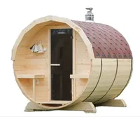 Meilleure Vente Sauna Baril Panoramique Extérieur en Bois de Pruche avec Poêle à Bois et Verre, 6 Personnes, 6KW Infrarouge Lointain